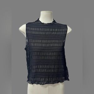 Moiety Elegant Black Sheer Women's sleeveless Blouse - sz XL